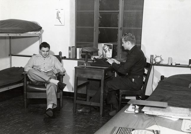 ca. 1940s Two men in Dorm room in East Quad UM Alumni Association HS9213-crop.jpg